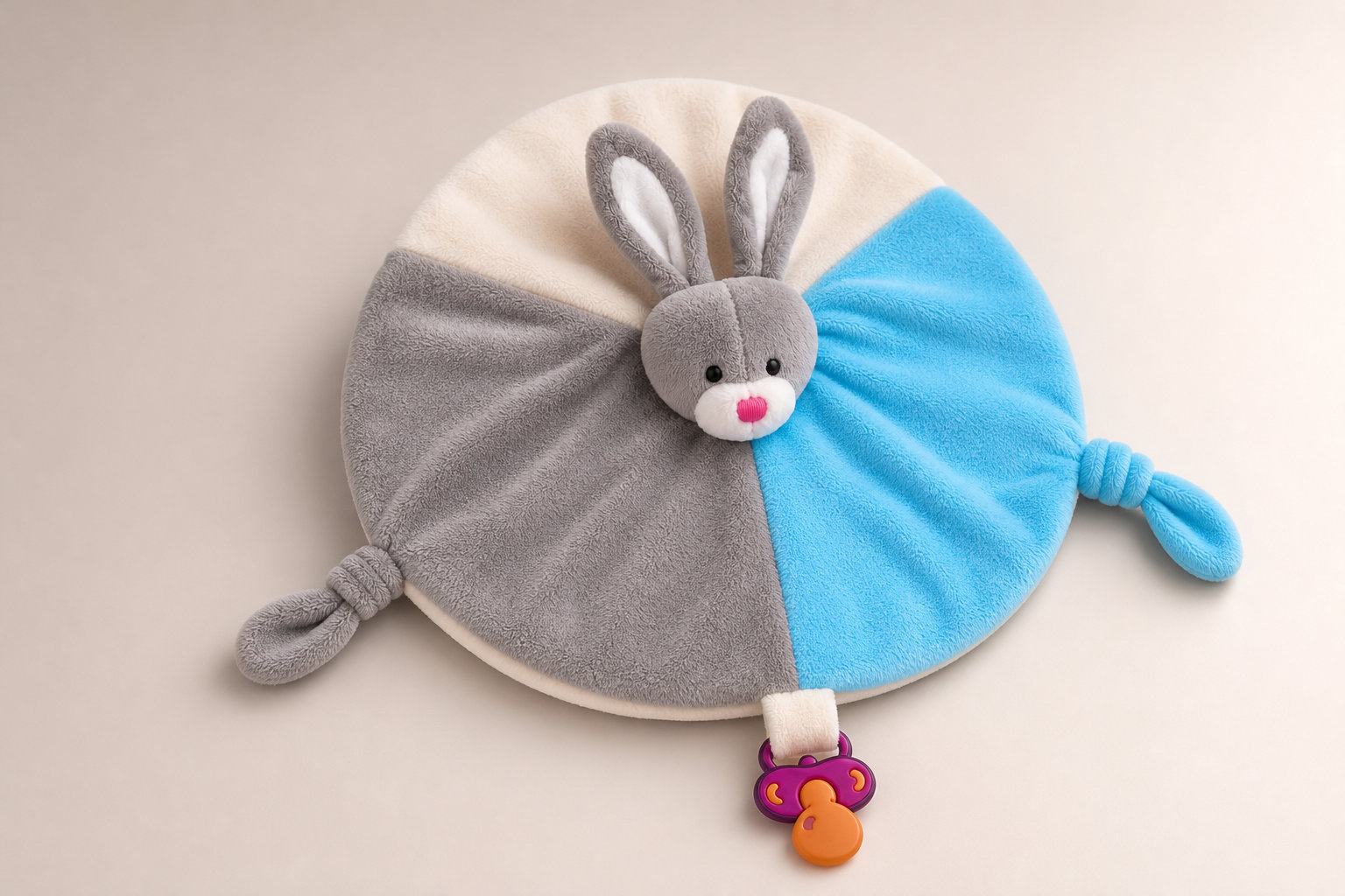 Doudou lapin gris sobre et élégant