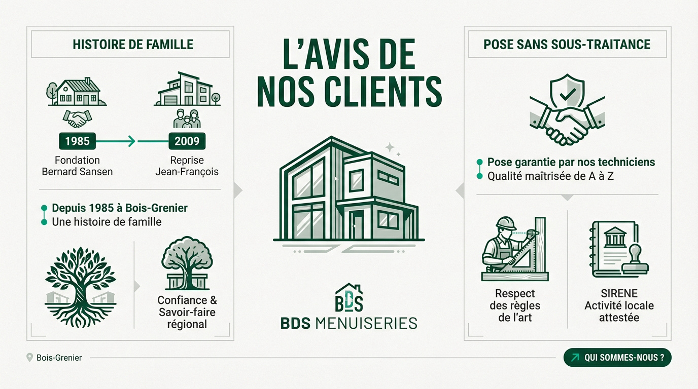 Équipe BDS Menuiseries et avis clients satisfaits à Bois-Grenier