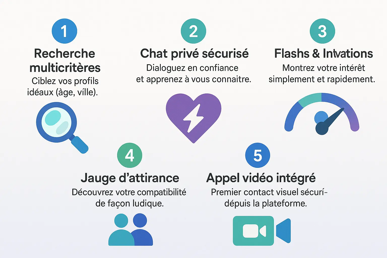Illustration des fonctionnalités clés de Vivaflirt