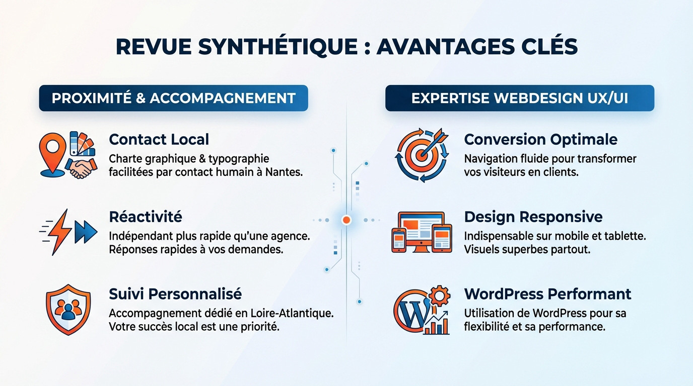 Tableau synthétique des avantages d'un freelance webdesigner à Nantes