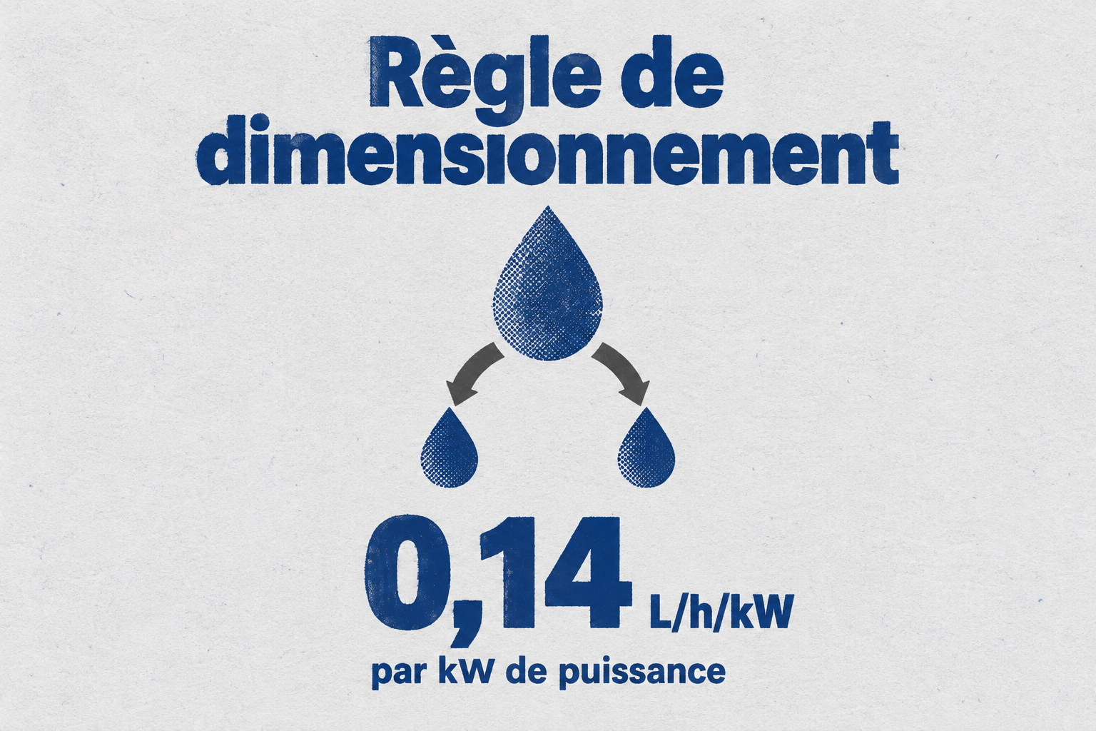 Règle de dimensionnement : 0,14 litre de condensats par heure et par kW de puissance.