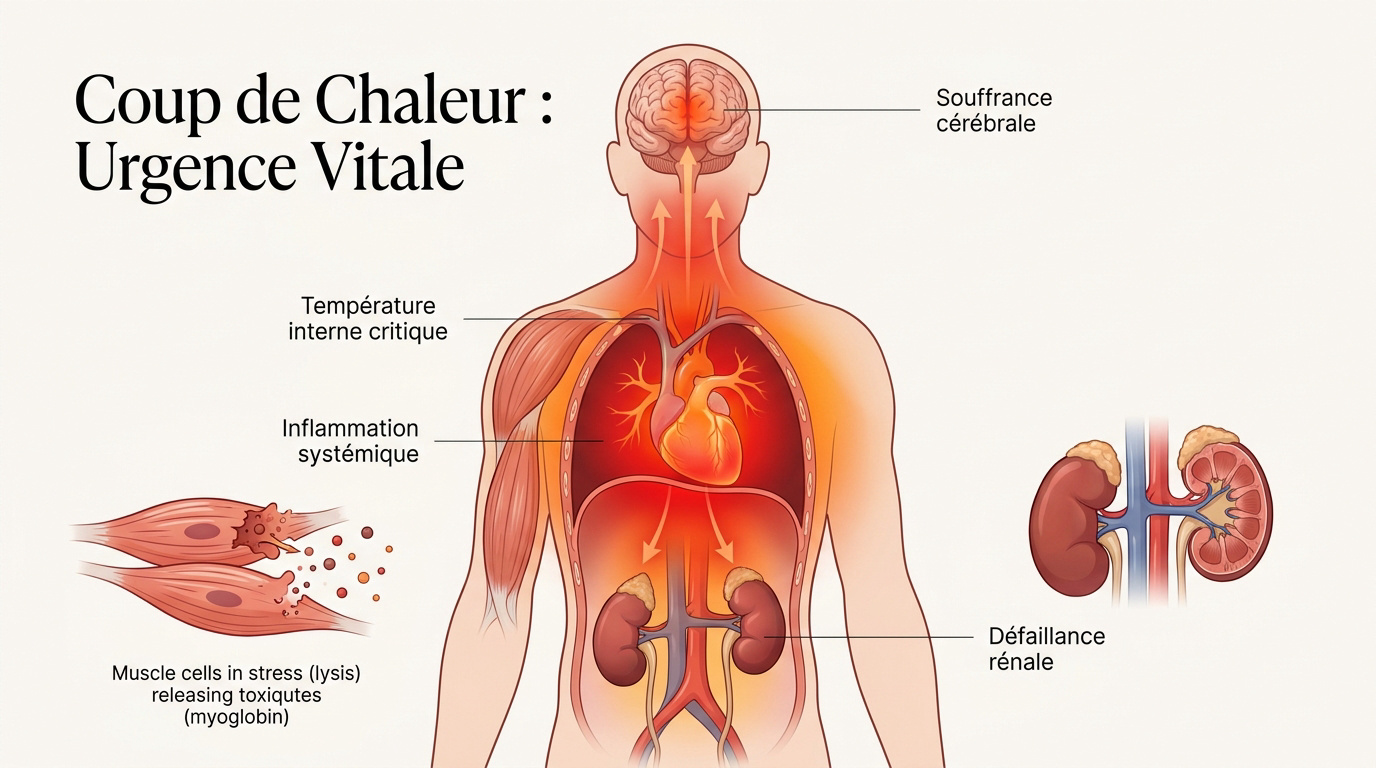 Personne souffrant d'un coup de chaleur et nécessitant des soins urgents