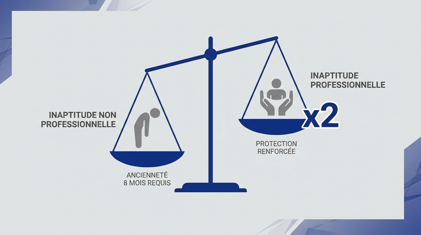 Comparatif inaptitude professionnelle et non professionnelle