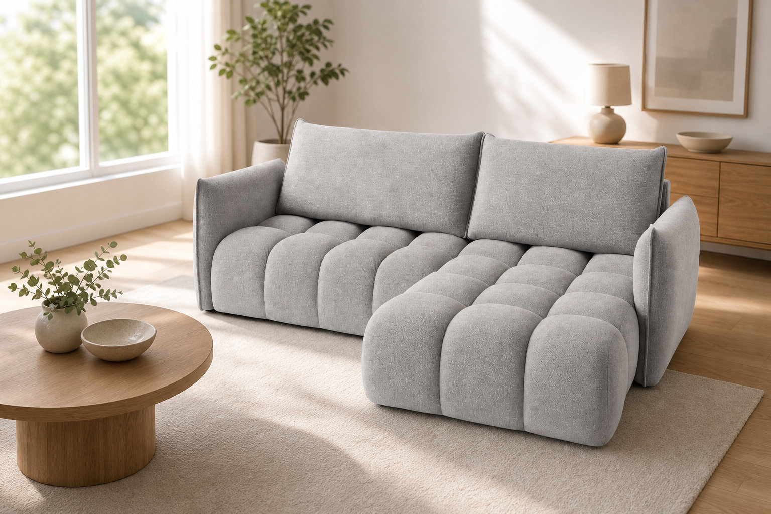 Canapé nuage Ambroise : le luxe du velours texturé en mode lit