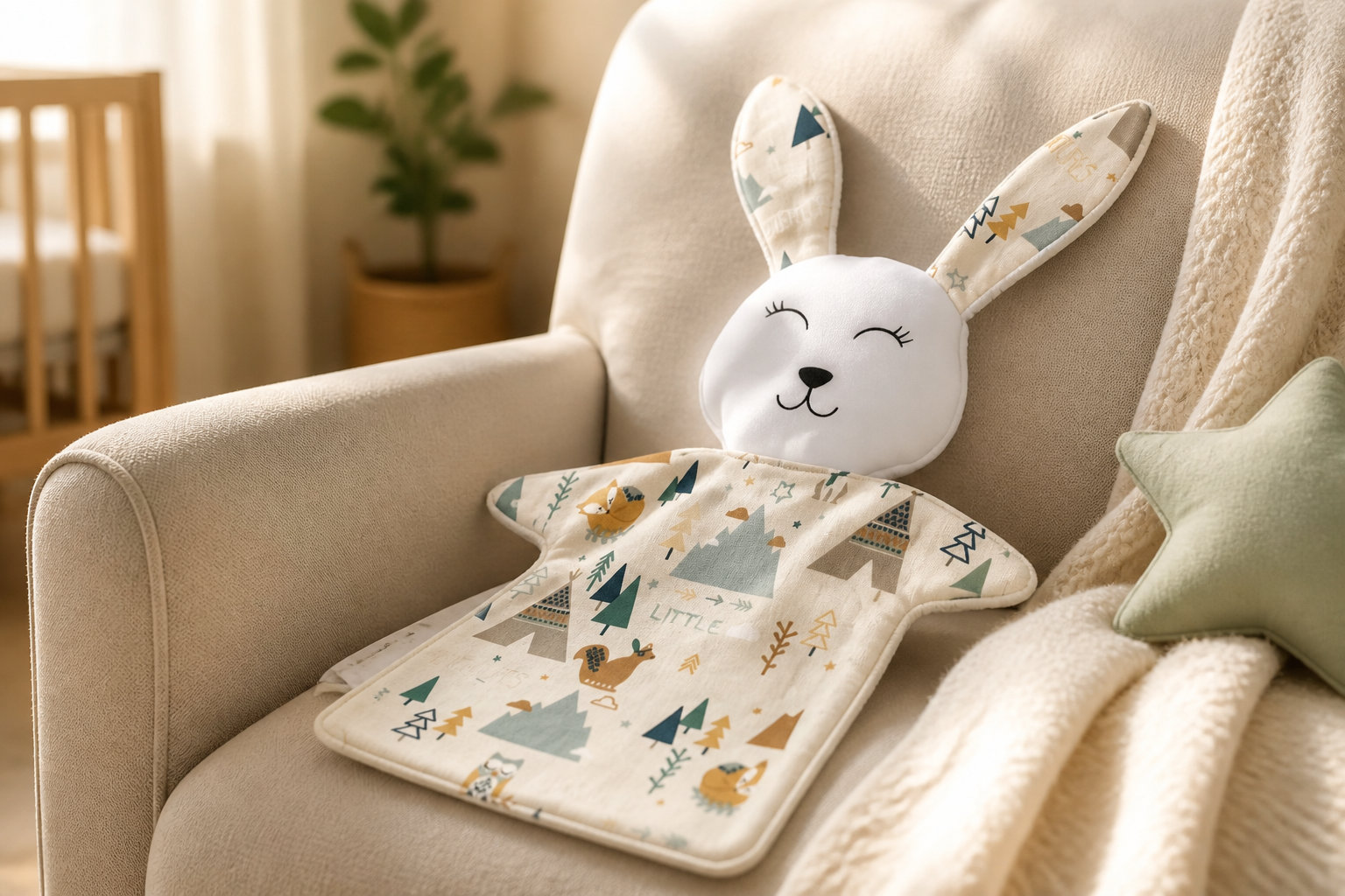 Doudou Lapin tissu renard aventures