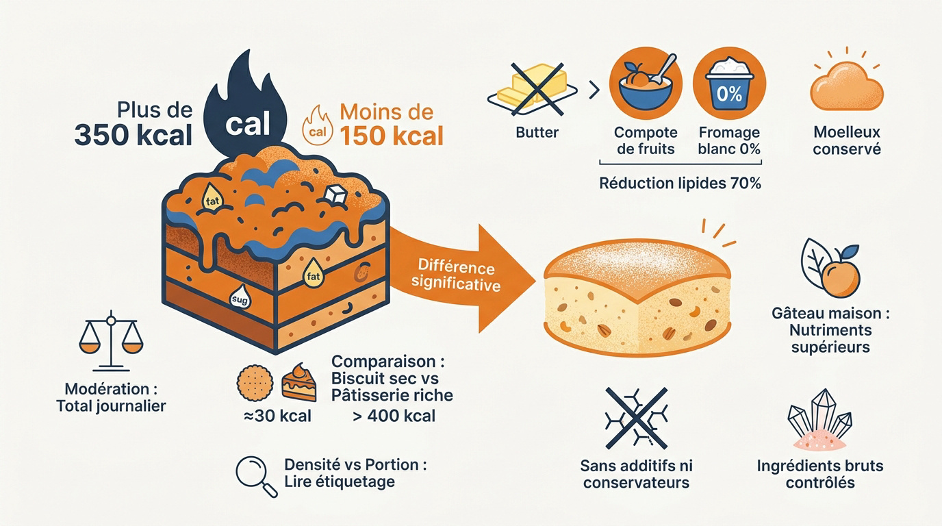 Comparaison nutritionnelle gâteau industriel vs maison