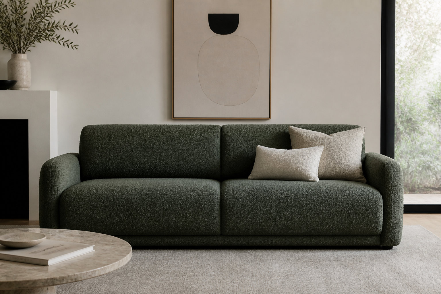 Canapé OSTUNI vert cèdre : l'inspiration naturelle au cœur du design