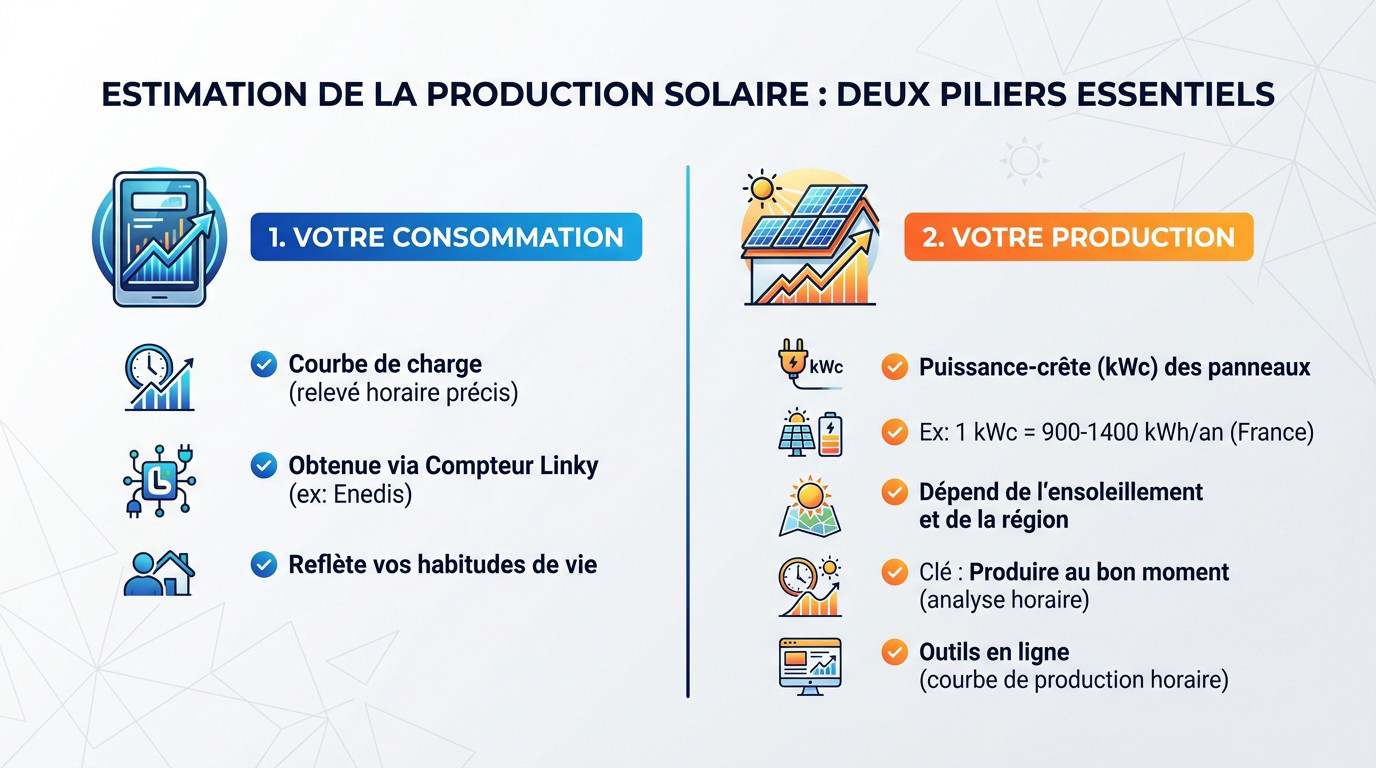 Graphique montrant la superposition d'une courbe de production solaire et d'une courbe de consommation électrique