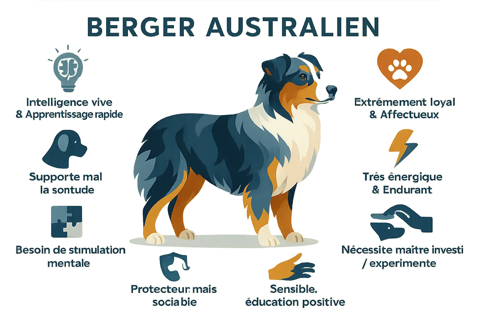 Berger australien dressage et énergie