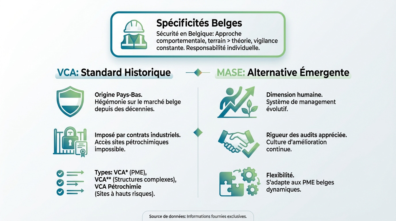 Comparaison entre les certifications sécurité VCA et MASE sur le marché belge