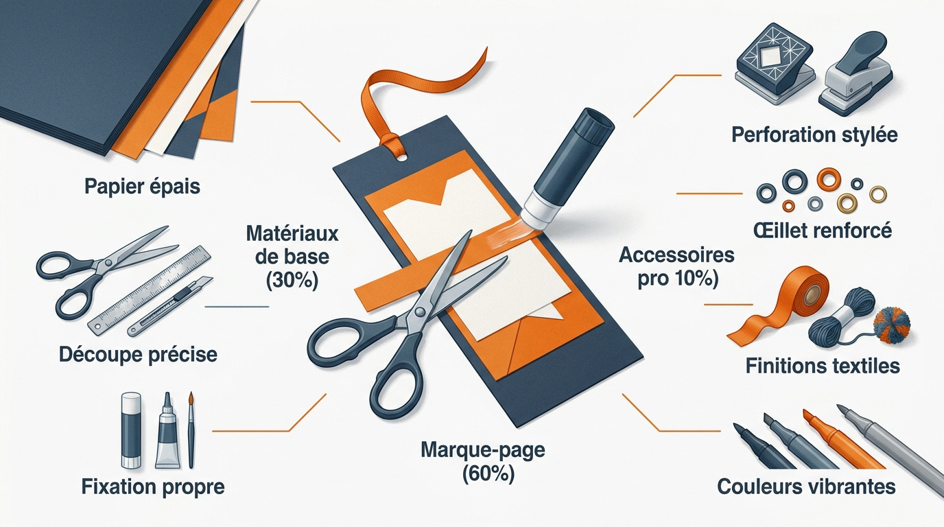 Infographie explicative pour fabriquer un marque-page personnalisé étape par étape