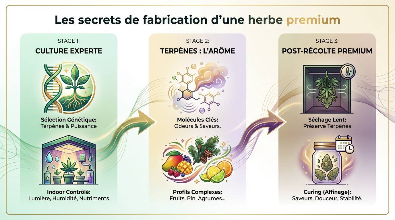 Fleurs de Cali Weed denses et cristallisées illustrant la qualité premium