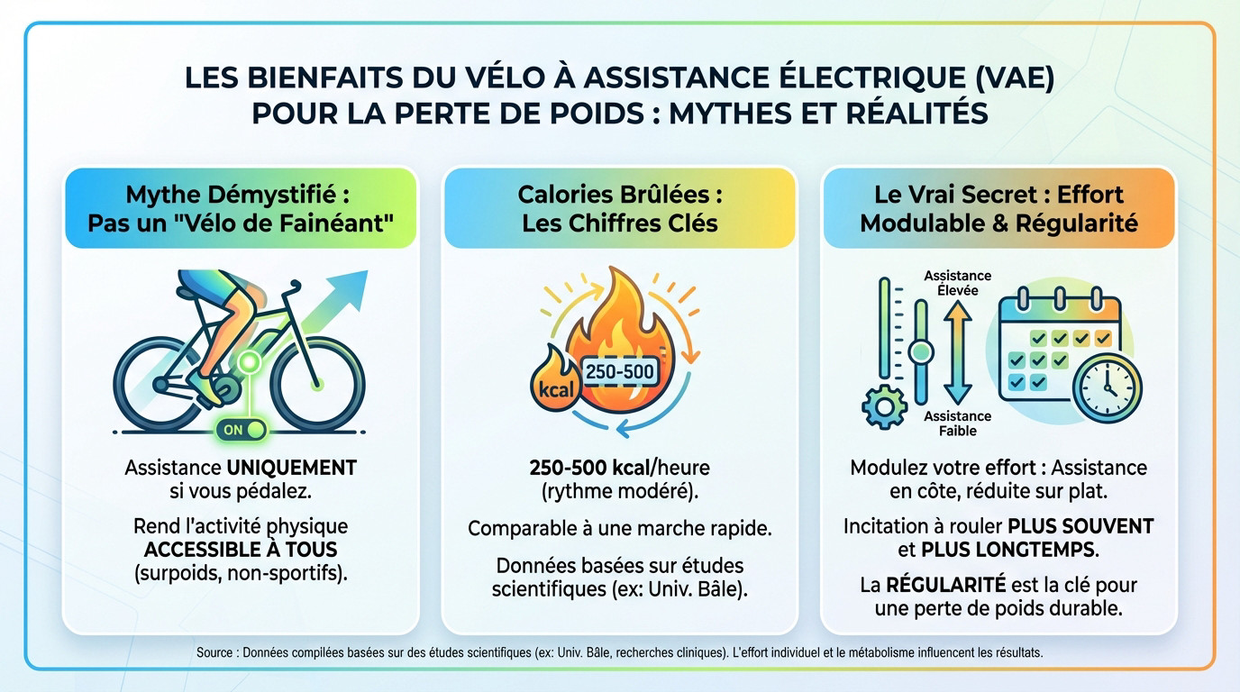 Cycliste utilisant un vélo à assistance électrique pour perdre du poids sur un sentier