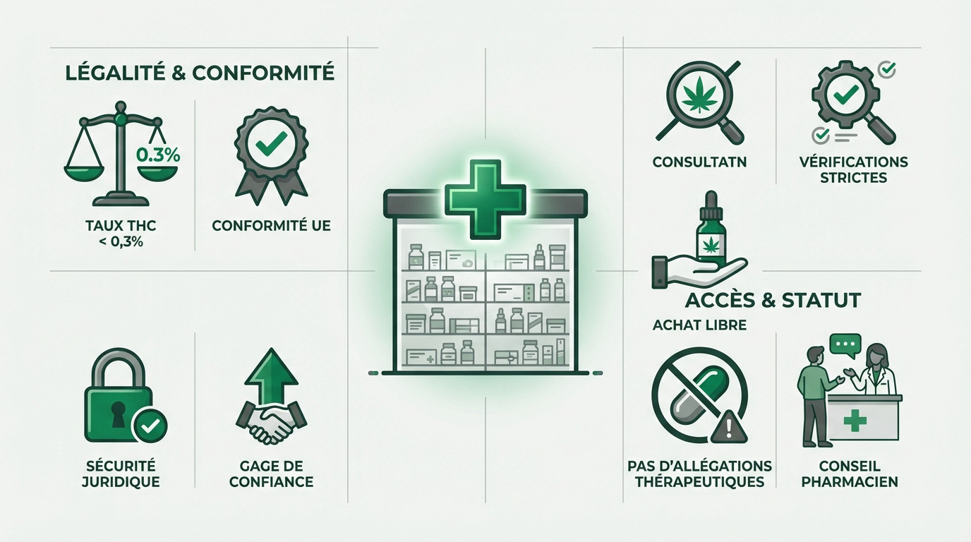Infographie sur le cadre légal et la sécurité des produits CBD en France