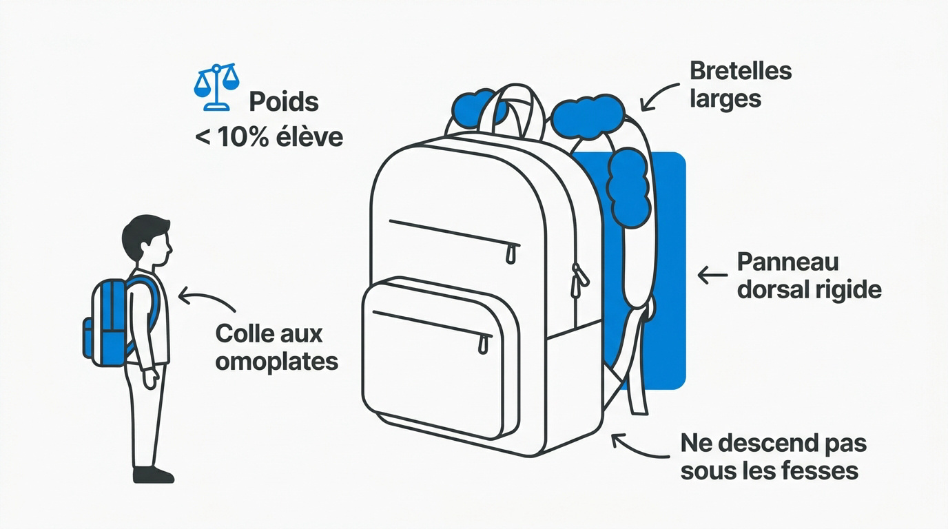 Sac à dos scolaire : comment choisir le bon modèle Critères ergonomiques pour choisir un sac à dos scolaire adapté à l'enfant