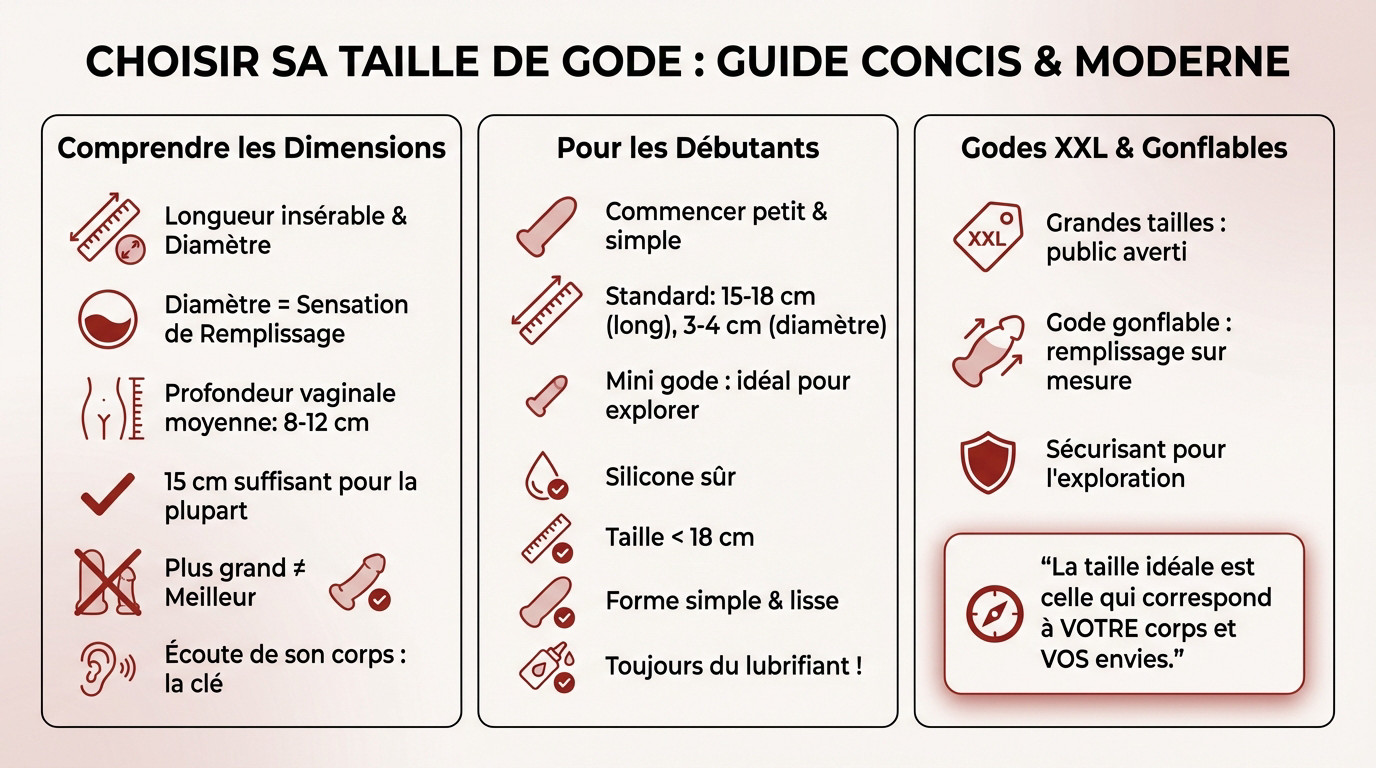 Guide visuel pour choisir la taille de son gode : longueur et diamètre