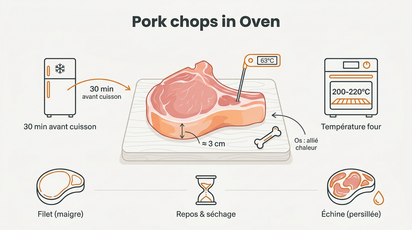 Côtes de porc épaisses prêtes pour la cuisson