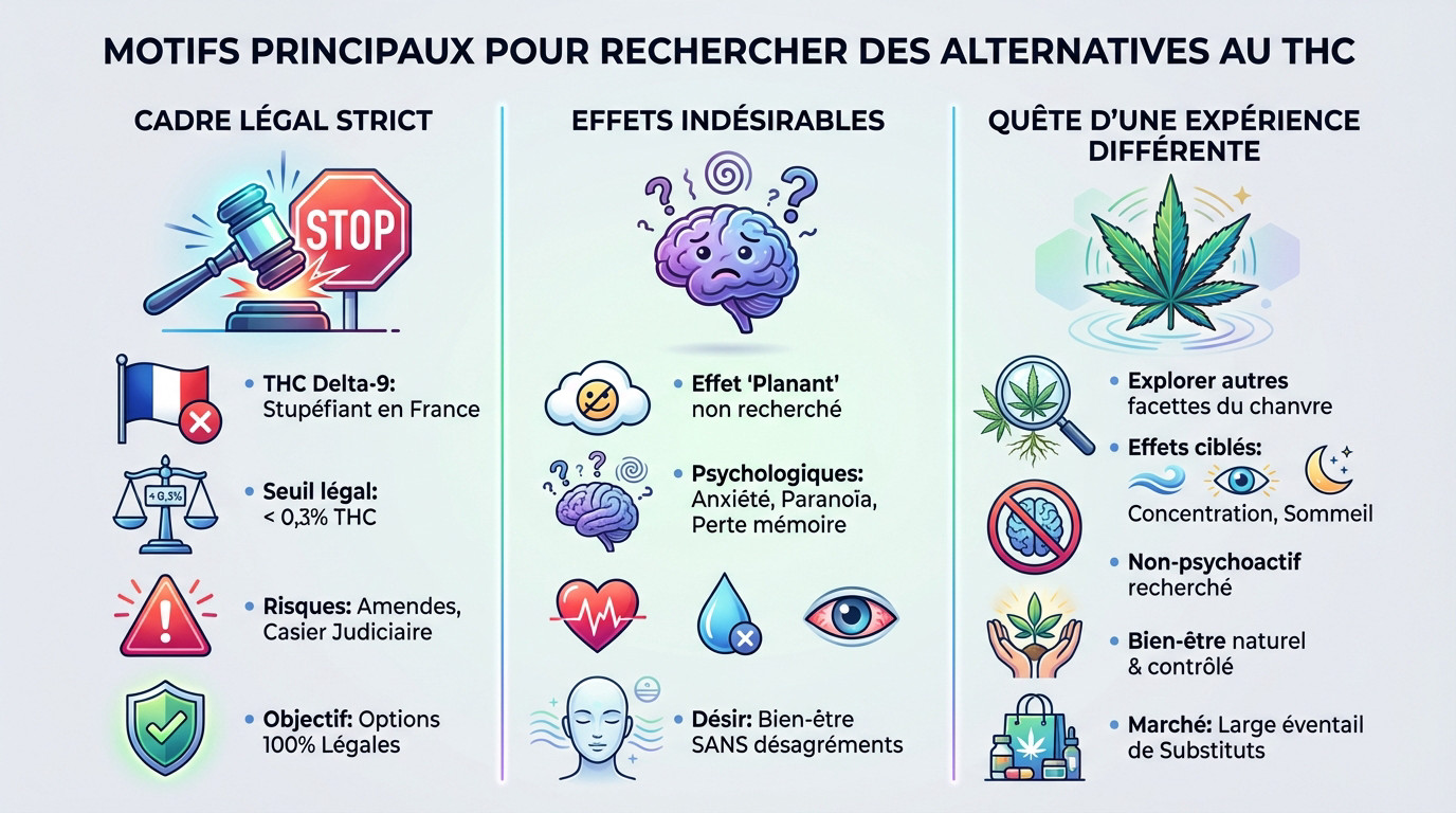 Motifs principaux pour rechercher des alternatives au THC