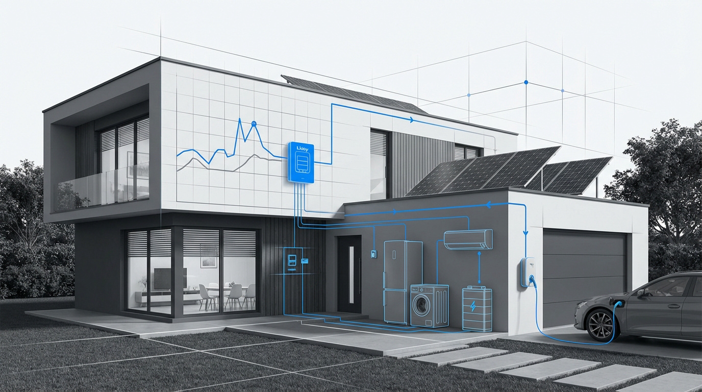 Maison moderne optimisant sa consommation d'énergie électrique
