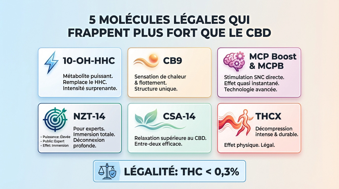 Classement des 5 molécules légales plus fortes que le CBD