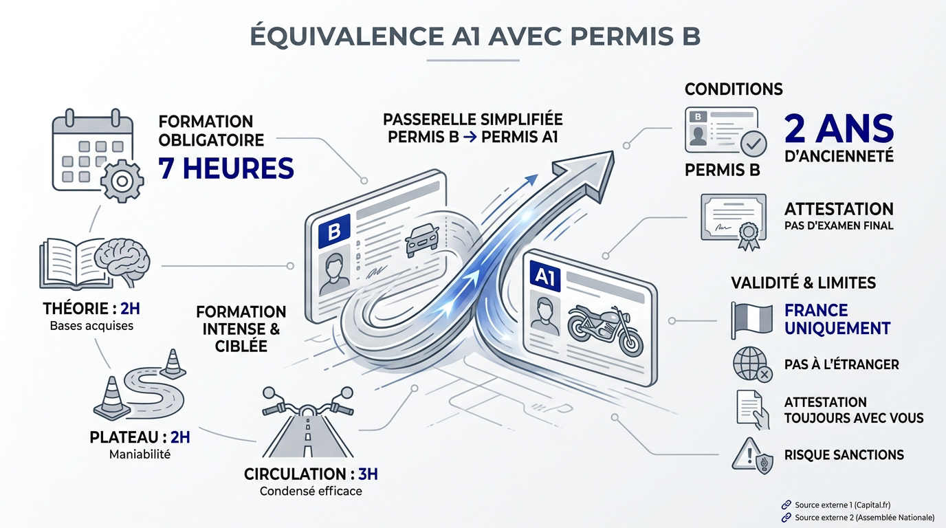 Formation de 7 heures pour conduire une moto 125 avec le permis B