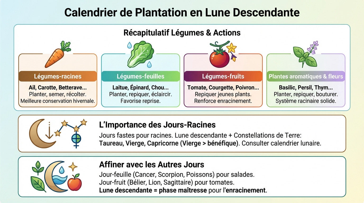 Calendrier de plantation pour les légumes en lune descendante