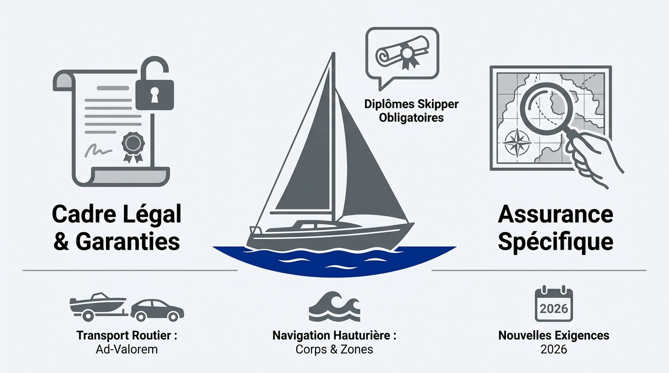 Skipper professionnel vérifiant les équipements de sécurité d'un voilier avant un convoyage maritime