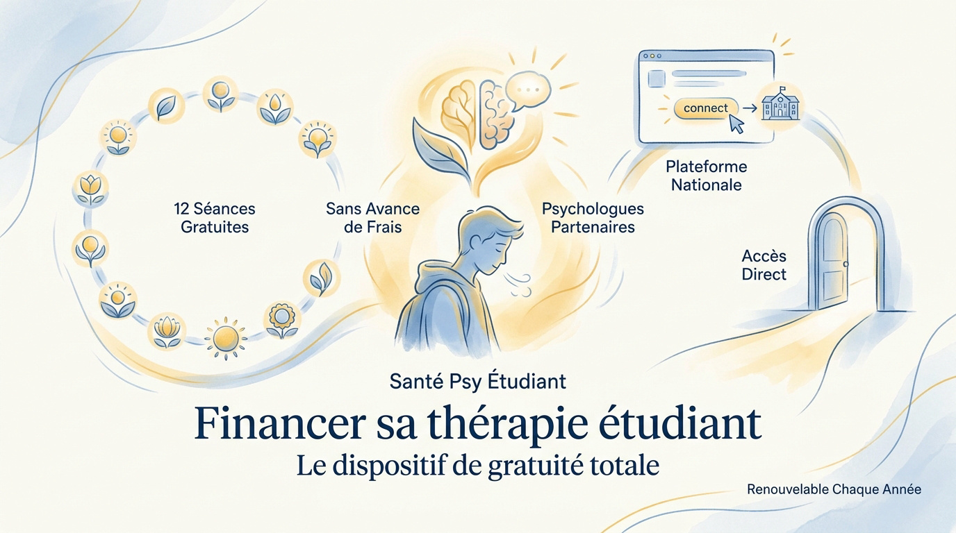 Étudiante consultant les dispositifs permettant de financer un accompagnement psychologique
