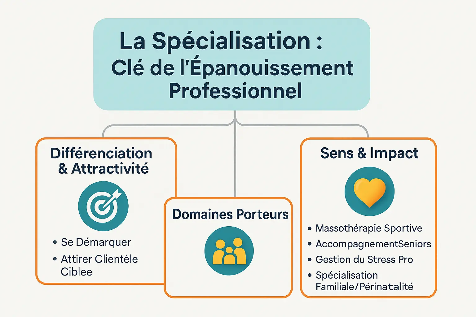 Infographie sur les clés de l’épanouissement par la spécialisation en massothérapie