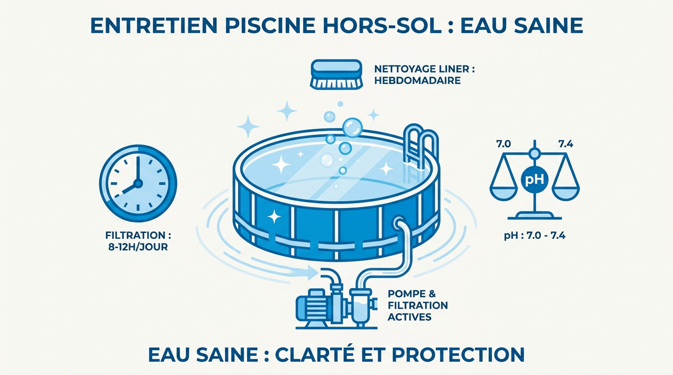 Entretien régulier d'une piscine hors-sol pour une eau cristalline