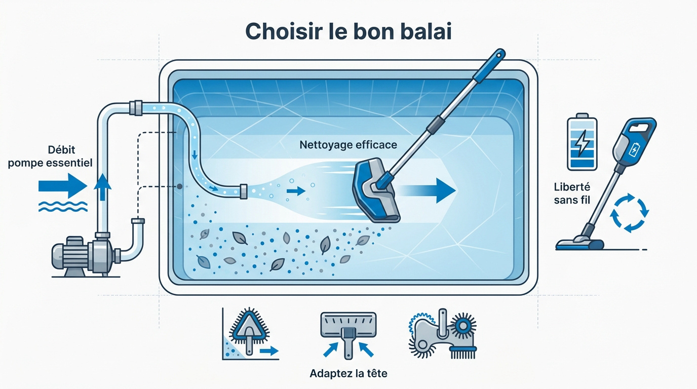 Choix d'une tête de balai aspirateur pour l'entretien d'une piscine familiale