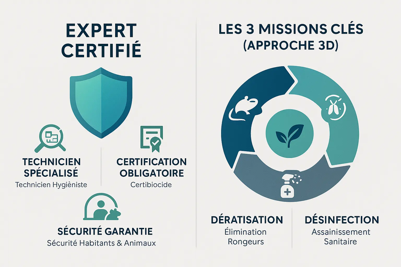 Infographie sur l'expertise et les missions clés d'un dératiseur