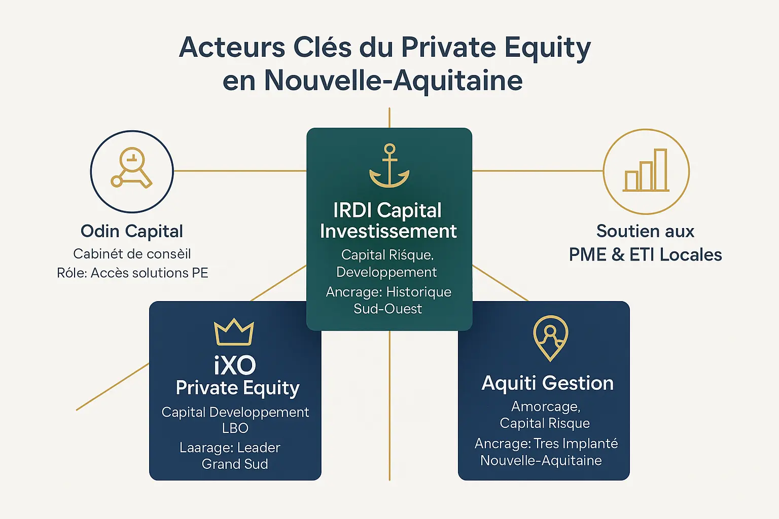 Tableau récapitulatif des <strong>acteurs du private equity en Nouvelle-Aquitaine</strong>