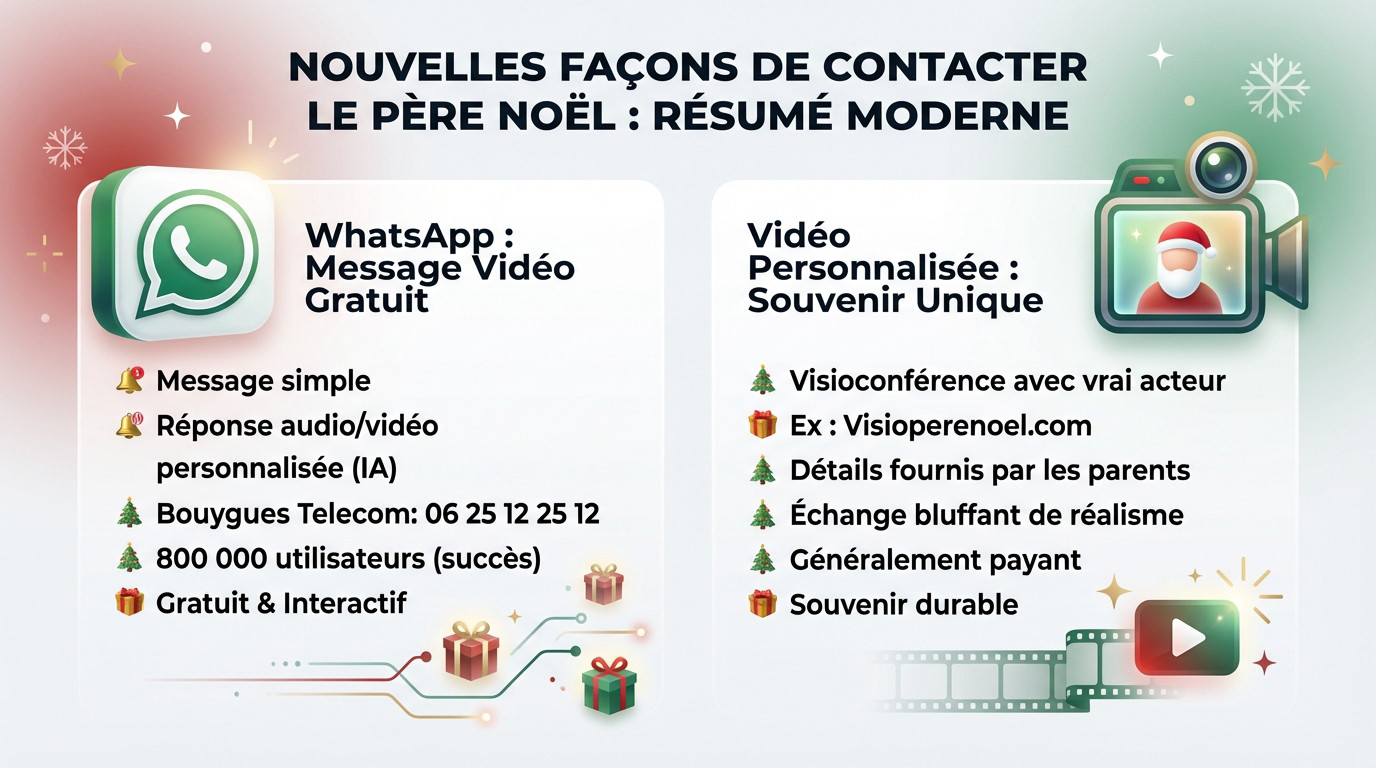 Enfant émerveillé regardant un message du Père Noël sur smartphone