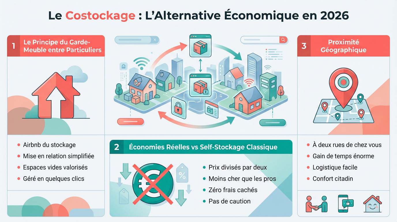 Espace de stockage collaboratif dans un garage propre et organisé