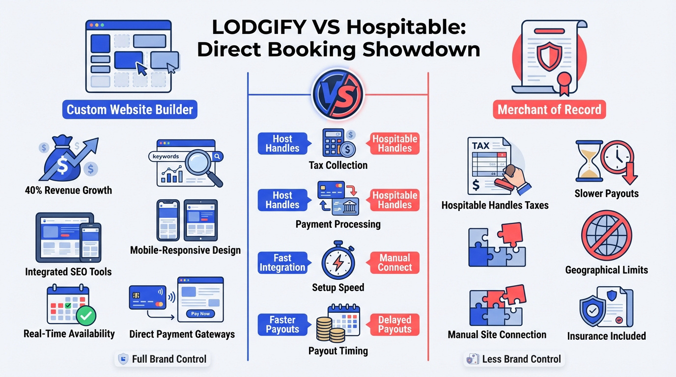 Lodgify vs Hospitable direct booking platform comparison