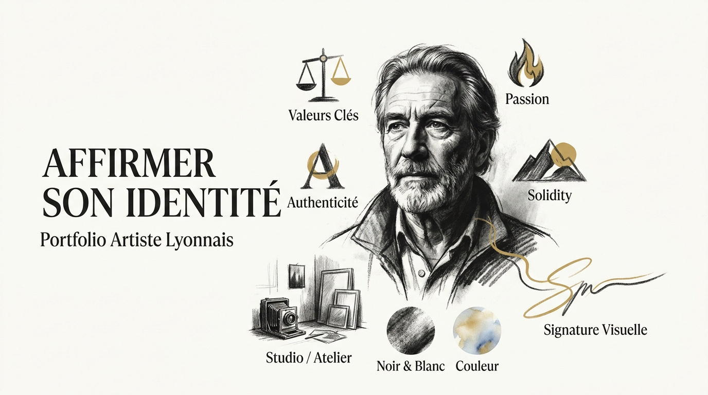 Portrait d'un artiste lyonnais dans son atelier pour affirmer son identité visuelle