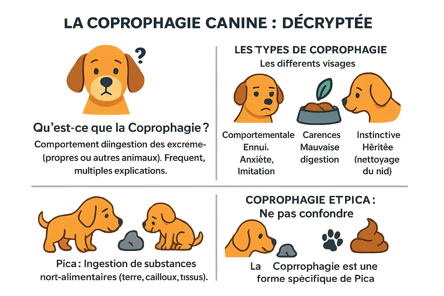 Illustration chien mangeant ses excréments