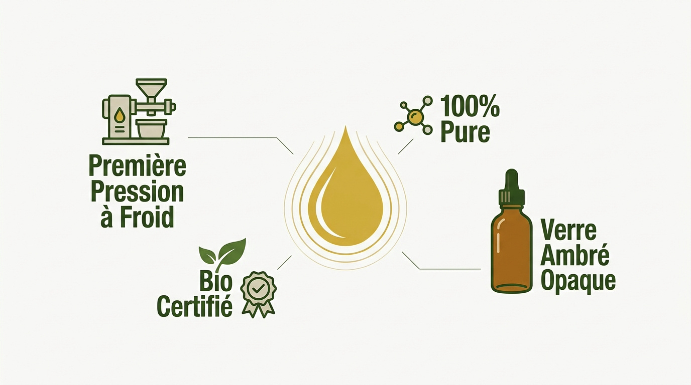 Flacon d'huile de jojoba pure en verre ambré