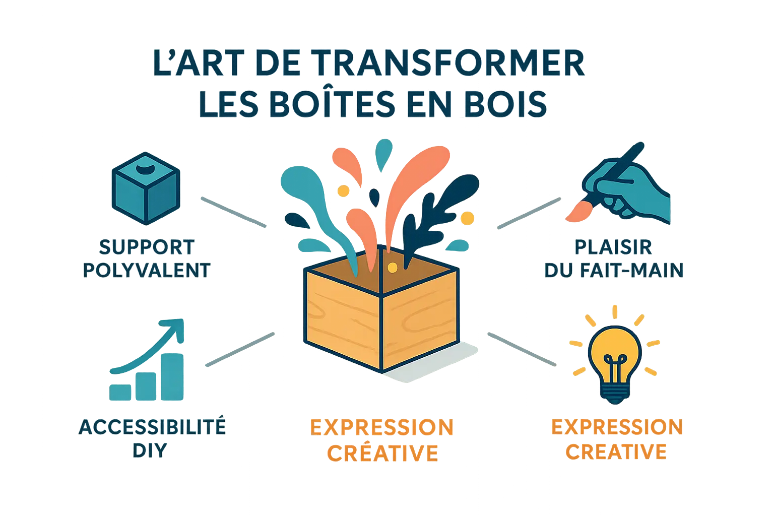 Exemple de boîte en bois décorée