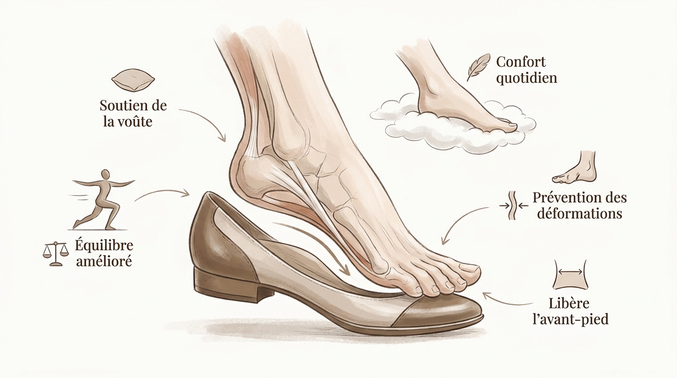 Chaussures orthopédiques : comment bien les choisir Femme portant des chaussures orthopédiques confortables pour une marche stable