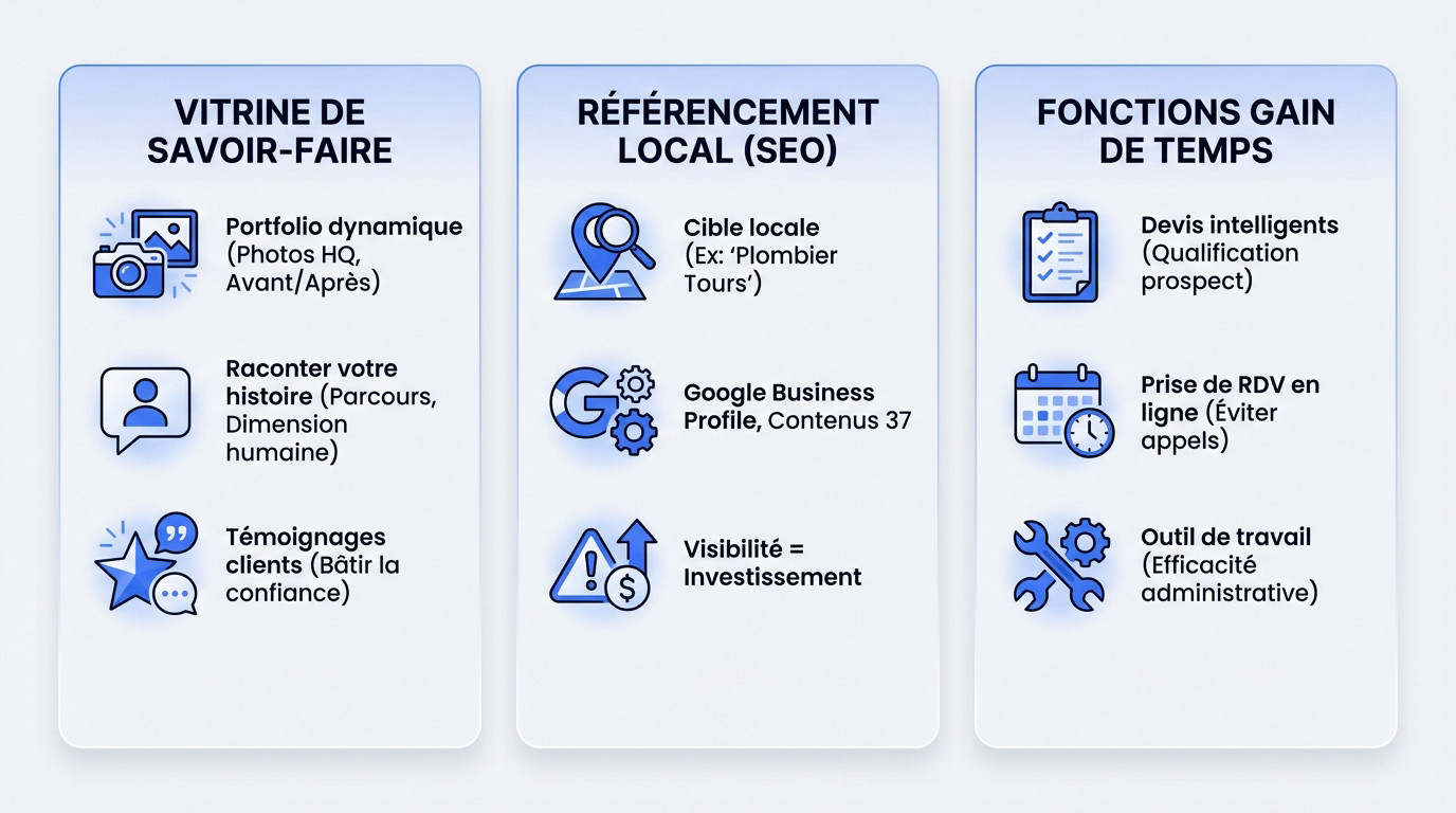 Site web artisan Tours 2025 optimisé pour la conversion et le référencement local