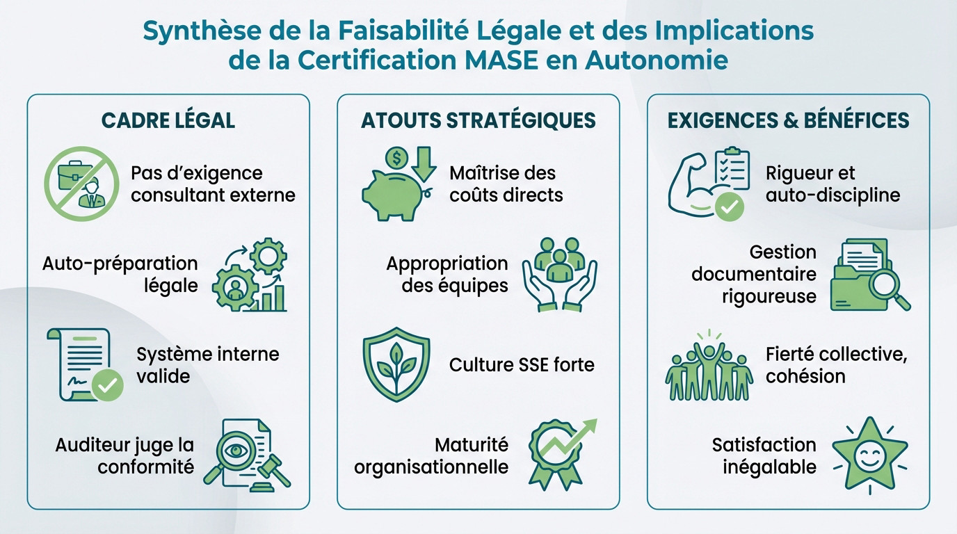 Dirigeant analysant la faisabilité d'une certification MASE en autonomie sans consultant