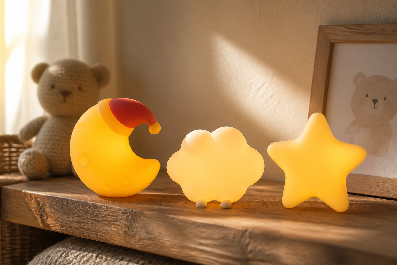 Set mural nuage, lune et étoile en silicone pour décorer et rassurer