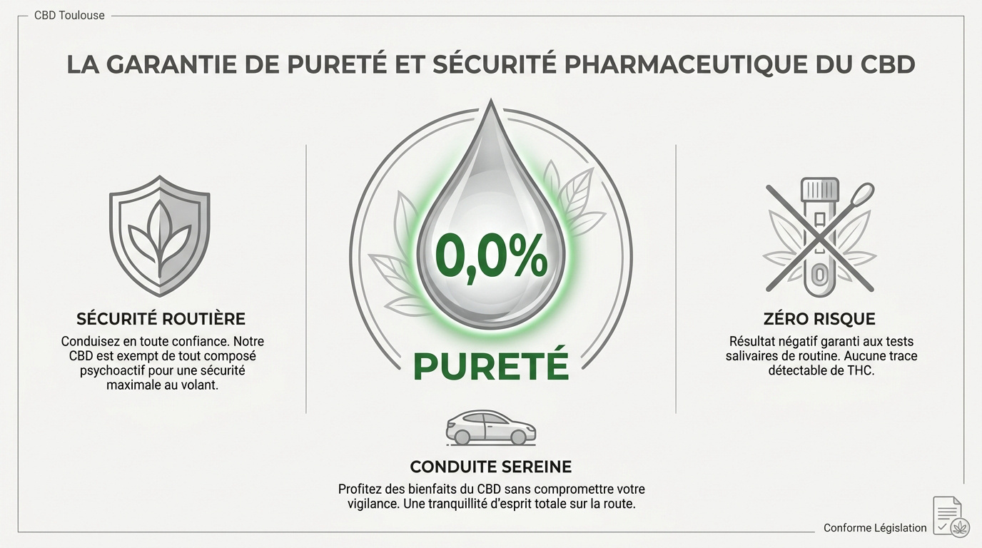 Certificat d'analyse laboratoire garantissant un taux de 0,0% THC pour le CBD à Toulouse