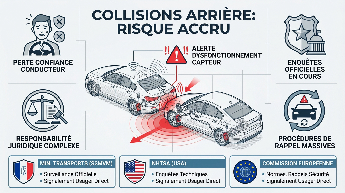 Risques de collisions par l'arrière liés au freinage fantôme