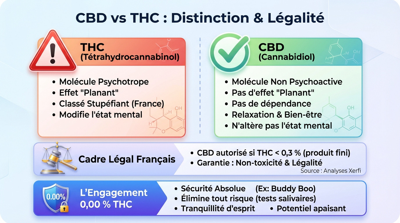 Comparaison technique et légale entre la molécule de CBD et le THC