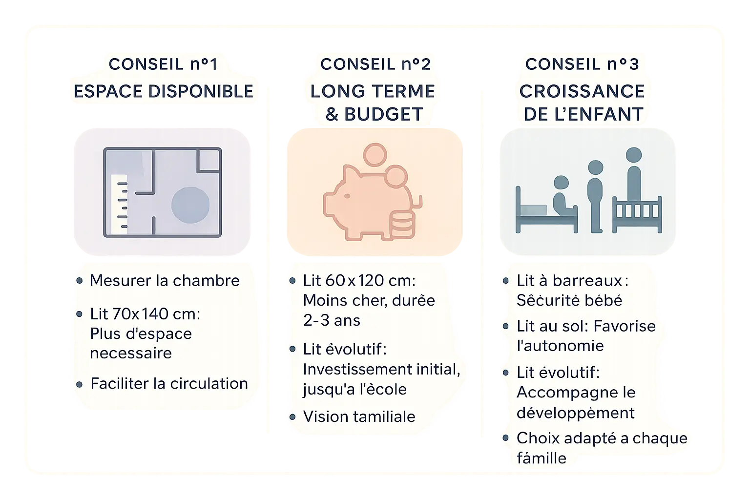 Illustration d'un lit bébé évolutif dans une chambre douillette