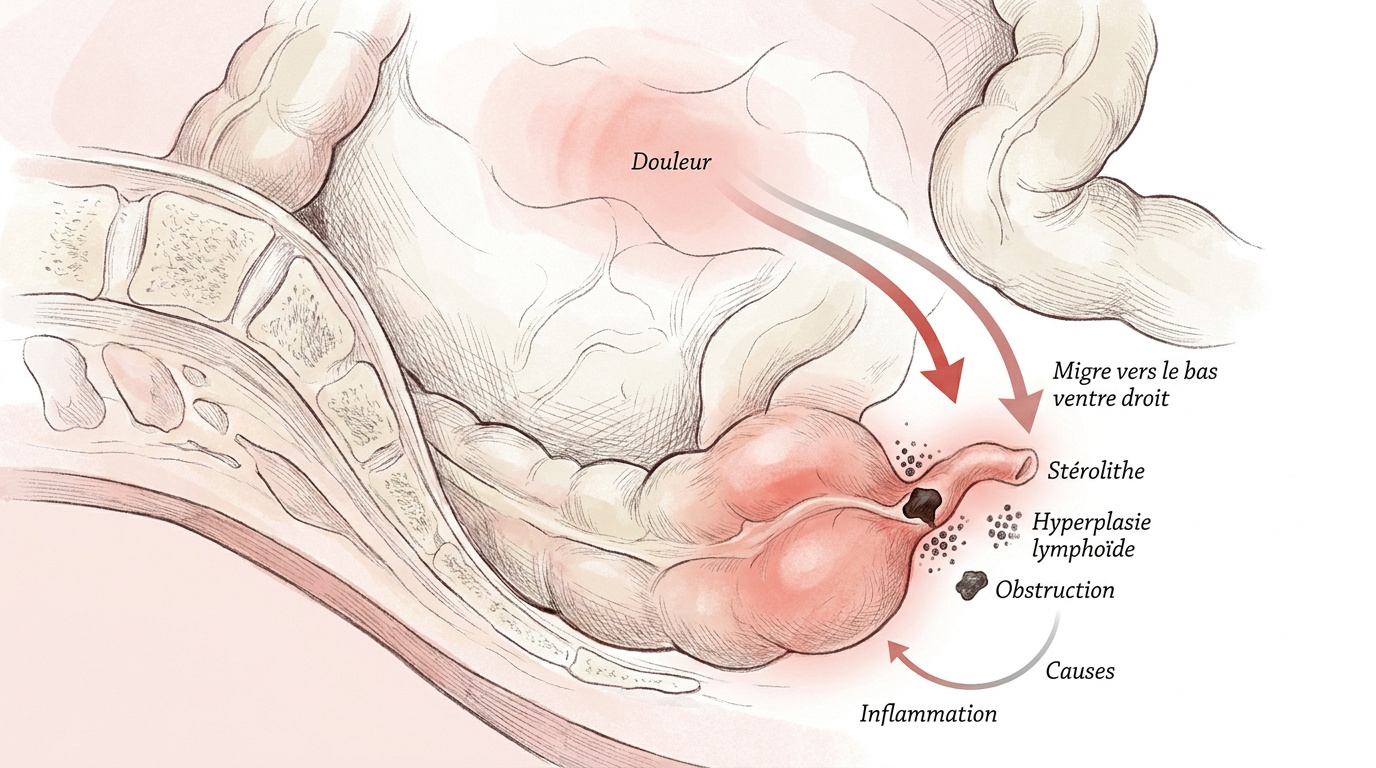 Schéma de l'inflammation appendiculaire