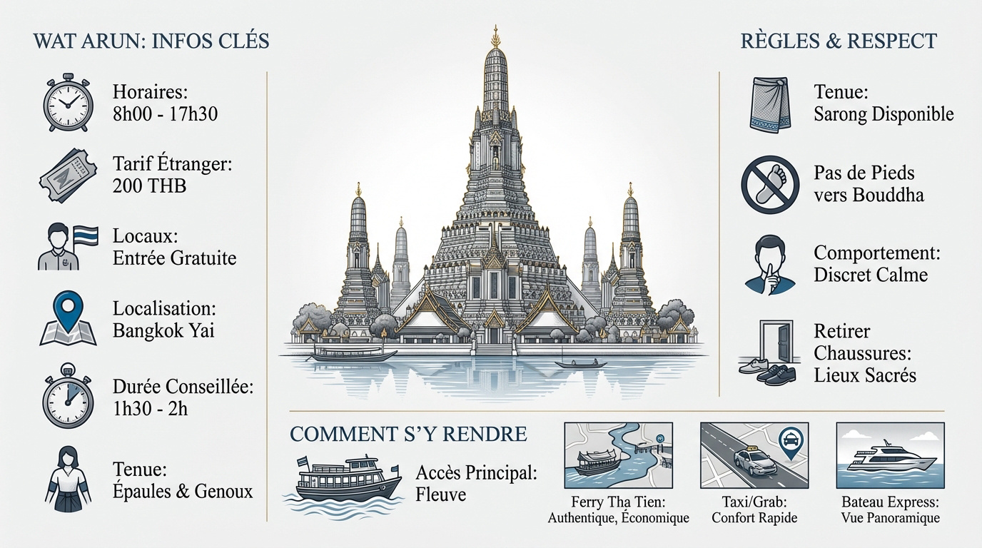 Guide pratique et règles de visite du temple Wat Arun à Bangkok